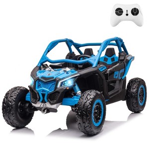 Ride on UTV with RC for Kids, 2 Seats Width Electric Vehicle, EVA Wheels,Music,Head+Tail Light, Licensed by CAN-AM UTV - 1 of 4