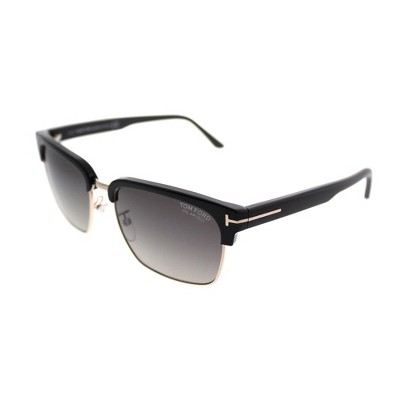 Tom Ford River  01D Unisex Square Polarized Sunglasses Shiny Black Gold 57mm