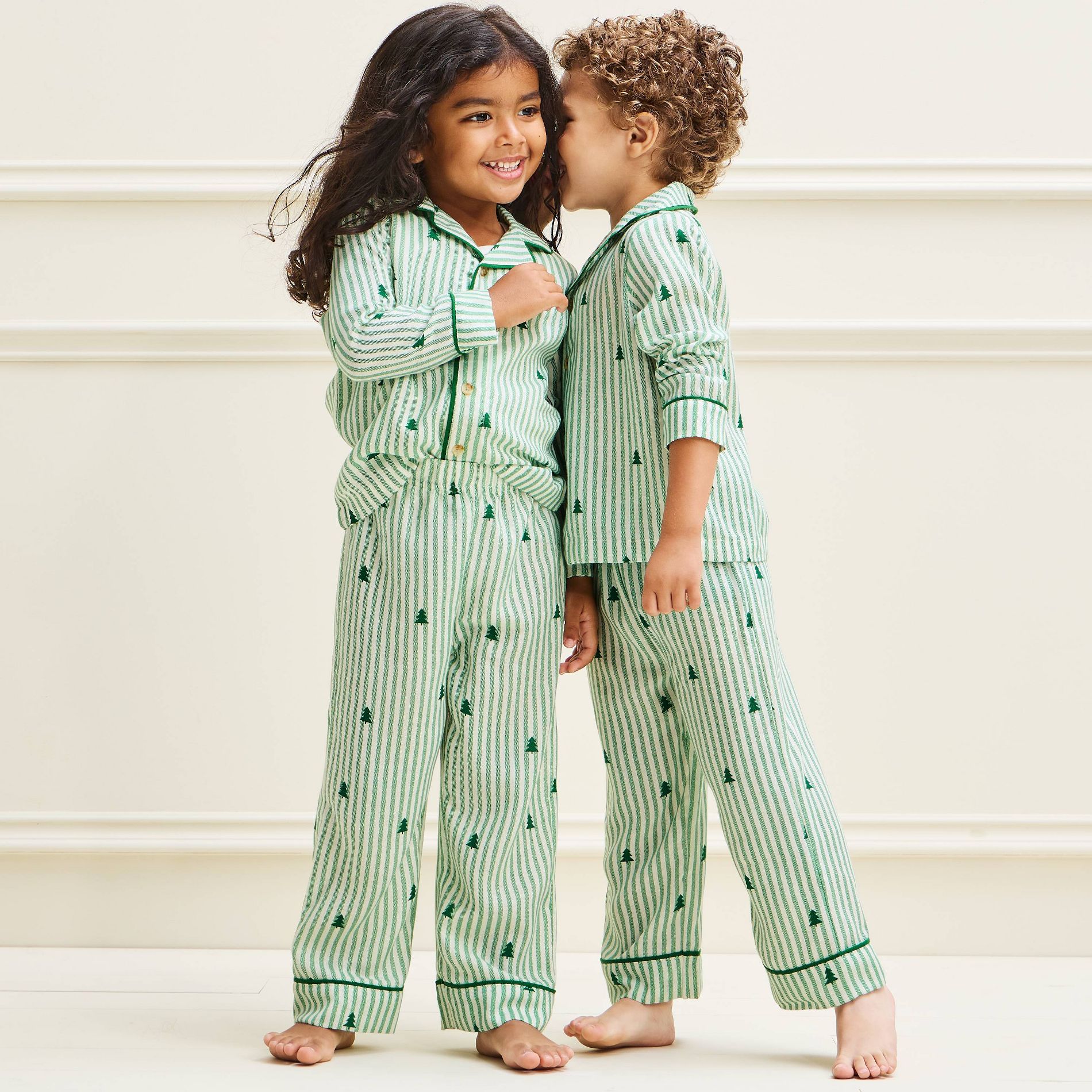 Toddler Holiday Tree Striped Flannel Matching Family Pajama Set - Wondershop™​​​​​​​ Green 3T