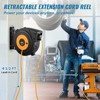 VEVOR Retractable Extension Reel, 50 FT 14AWG/3C SJTOW Power Cord with Lighted Triple Tap Outlet, 13 Amp Circuit Breaker, 180° Swivel Bracket - 3 of 4
