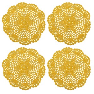 Unique Bargains Handmade Crochet Round Lace Placemats with Floral Patterns for Wedding Party - 1 of 4