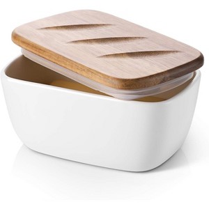 6.5" Large Ceramic Butter Dish with Lid for Countertop, Holds 3 Sticks, with Silicone Seal for Freshness - 1 of 4