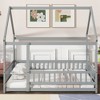 COWLOWN Full Size House Floor Bed with Roof & Safety Guardrails, Wooden Bed for Kids and Toddlers - 3 of 4