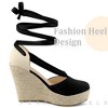Perphy Women's Platform Lace Up Closed Toe Wedges Heel Espadrille Sandals - 4 of 4