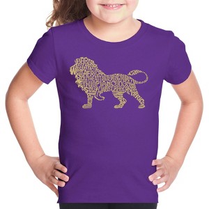 LA Pop Art Girl's Word Art T-shirt - Lion - 1 of 4