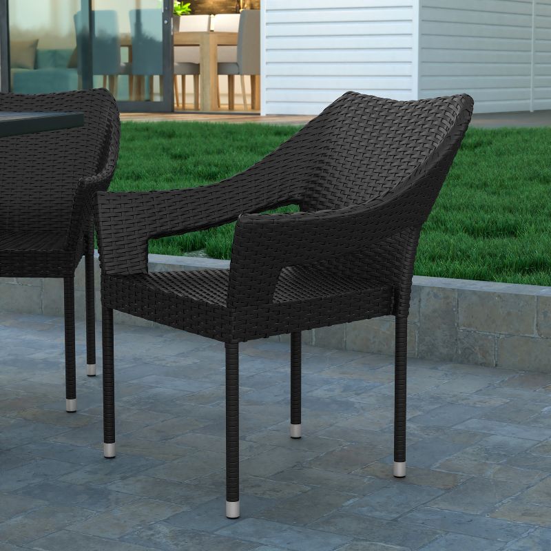 Emma and Oliver All-Weather Indoor/Outdoor Stacking Patio Dining Chair with Steel Frame and Weather Resistant PE Rattan, 2 of 12