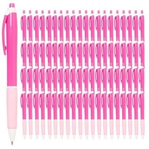 Simply Genius 100 pack of Office Pens, Retractable Ballpoint Pens in Black Ink, Great for Schools, Notebooks, Journals(Pink, 100pcs) - 1 of 4