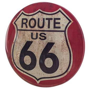 15" x 15" Route 66 Dome Metal Sign Black/Red - American Art Decor