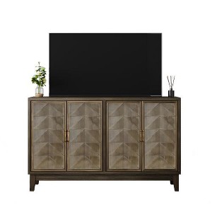Lyngins Sideboard Buffet Cabinets with 4 Doors,Shelves,Solid Wood Triangular Block Panels Coffee Bar Cabinets,Credenzas for Kitchen,Entryway - 1 of 4