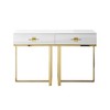 47" White Wood and Gold Stainless Steel Sled Console Table With Two Drawers - 4 of 4