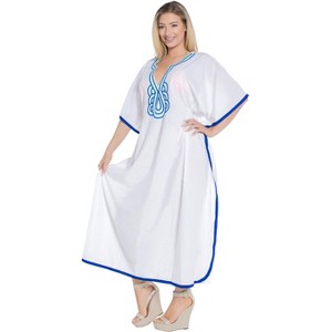 HAPPY BAY Women's House Daily Routine Evening Wear Vacation Casual Dailywear Holiday Plus Size Flowysuit Cover Ups 2X-3X Multicolored, Abstract - 1 of 4