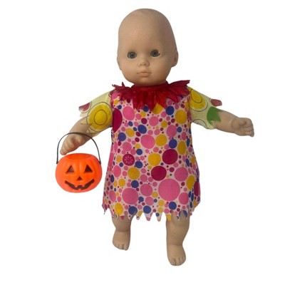Doll Clothes Superstore Halloween Clown Costume Dress for 14-15 Inch Baby Dolls with Pumpkin Bucket — фото 2