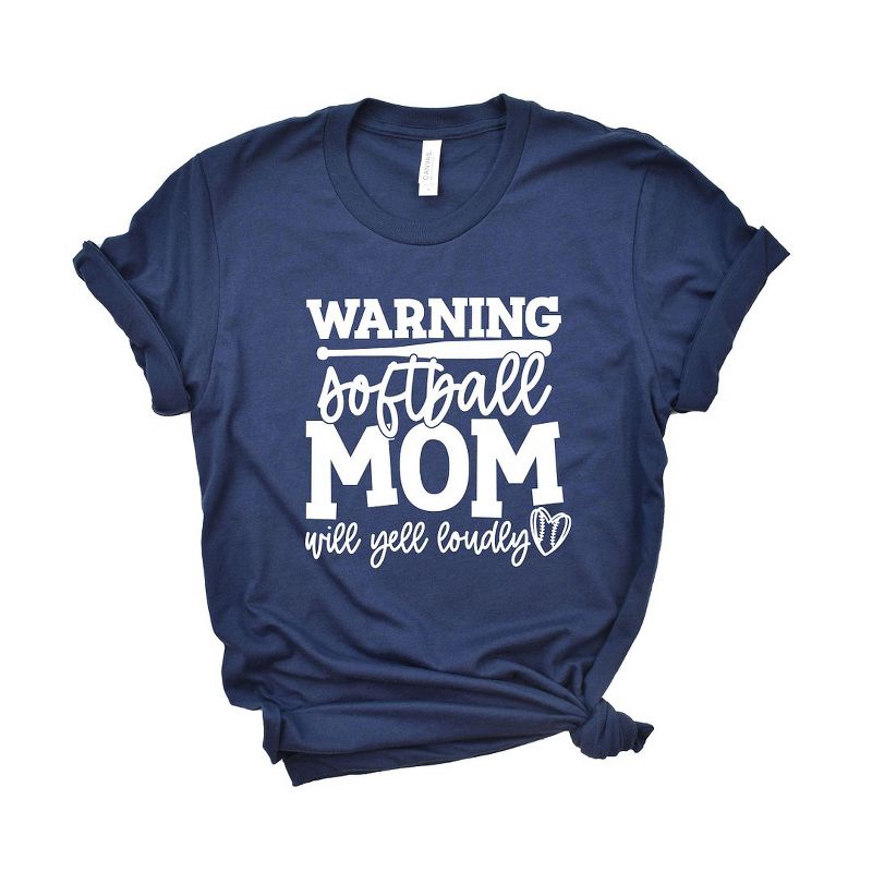 Simply Sage Market Women's Warning Softball Mom Short Sleeve Graphic Tee, 1 of 4