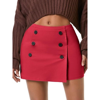 EXLURA Womens Button Bodycon Mini Skirt Sexy Night Club High Waist Elastic Y2K Fall Winter Plaid Skirts