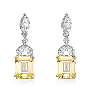 Guili Sterling Silver White Gold Plated Colored Cubic Zirconia Drop Earrings in Radiant, Sparkle, or Elegance Designs for a Vibrant, Timeless Glow - 1 of 3