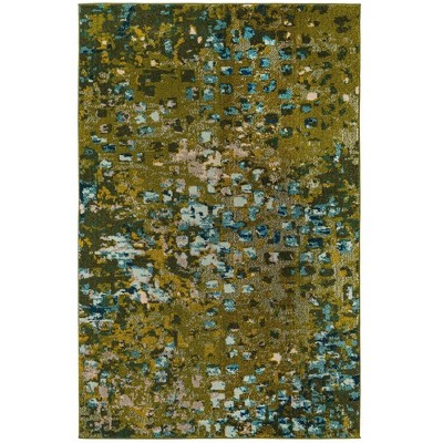 Green Abstract Stain-Resistant Indoor Area Rug, 5x8 ft