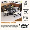 6-Piece Modern Dining Table Set with Bench and 4 Upholstered Chairs, Solid Wood Half-Round Base Kitchen Dining Room Furniture - 4 of 4
