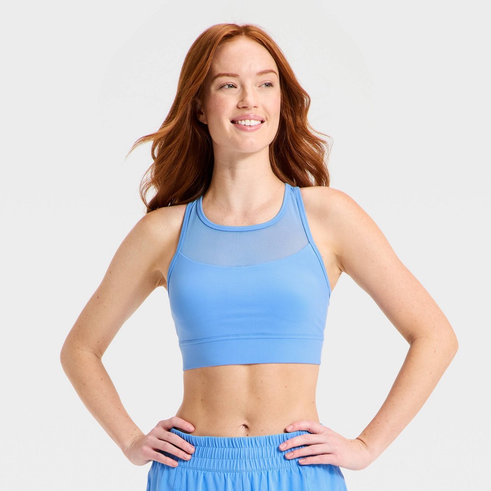 Women's Super Flex Medium Support Racerback Sports Bra - All In Motion™ Blue S