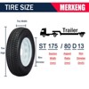 Trailer Tires Rims ST175/80D13 175 80 13 Tire, 5 Lug on 4.5", White Spoke Wheel Load Range C, 6 PLY, Set of 2 - 3 of 4