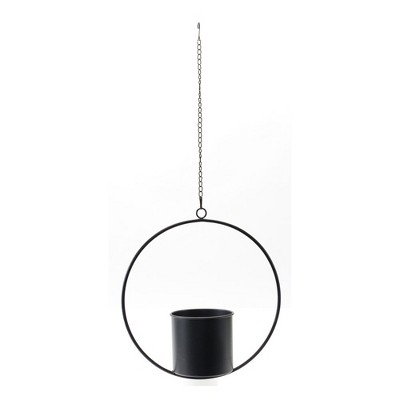 Black Metal Modern Hanging Planter Set with Frame