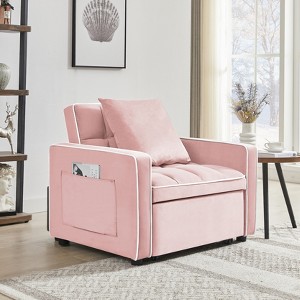 KWPZQEB Folding Sofa Bed, Convertible Sleeper Chair with Side Pockets and Adjustable Backrest, Pullout Sleeper Chair Bed for Living Room, Bedroom - 1 of 4