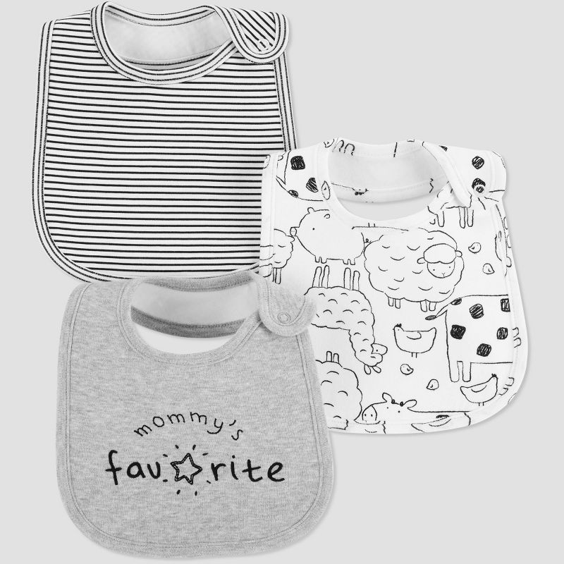 Carter&#39;s Just One You&#174; Baby 3pk &#39;Mommy&#39;s Favorite&#39; Bib - Gray One Size, 1 of 6