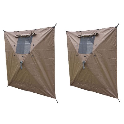 CLAM Quick-Set Wind and Sun Panel Attachment for Traveler, Venture, and Escape Screen Shelter Canopy Tent, Accessory Only, Brown (2 pack)