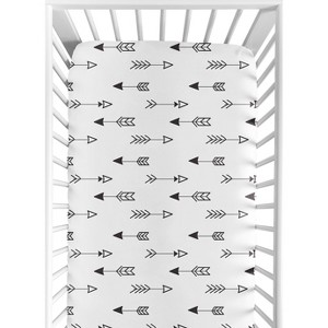 Sweet Jojo Designs Boy Girl Unisex Gender Neutral Baby Fitted Crib Sheet Fox Black and White - 1 of 4