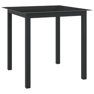 vidaXL Garden Table Black Aluminum, Glass Compact Durable Garden Table - 1 of 4