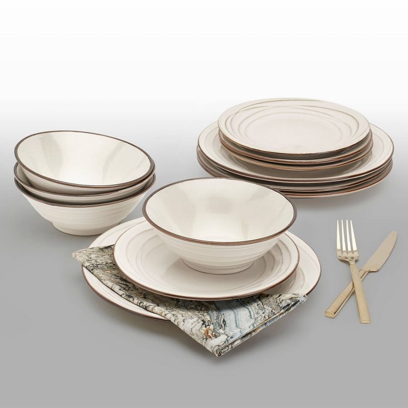 12pc Stoneware Olivia Dinnerware Set White - Tabletops Gallery, 4 of 10