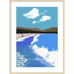 31" x 41" Beach and Pine Forest by Hiroyuki Izutsu Wood Framed Wall Art Print - Amanti Art: Giclee Print, Acrylic Glazing, Wire Mounted - 1 of 4