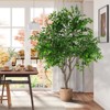 Tangkula 8.2 FT Tall Artificial Ficus Tree w/ Leaves Wide Stable Cement-filled Pot - 3 of 4