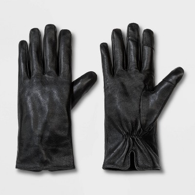 gray leather gloves