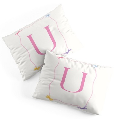 Deny Designs Standard April Lane Art Simple Bow Monogram U Microfiber Printed Pillow Sham