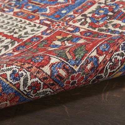 Red and Blue Persian Style Non-Slip 5' x 7' Rug