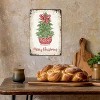 Lomsoe Red and White Stripe Bowknot Christmas Tree Metal Signs,Red and White Vase Porcelain Christmas Tree Sign 8x12 Inch Christmas Gift - 3 of 4