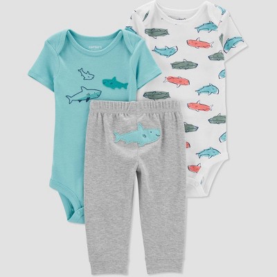 Carter's Just One You® Baby Boys' Shark Top & Bottom Set - Blue/Gray 3M