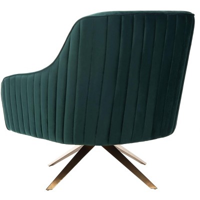 Emerald Velvet Swivel Arm Chair with Gold Brushed Base
