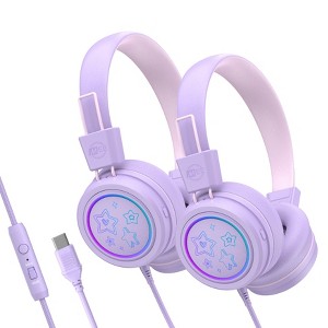 MEE audio KidJamz KJ55U (2 Pack) Safe Listening USB-C Headphones for Kids with LED Lights - 1 of 4