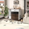 PexFix Cat Litter Box Enclosure Indoor Hidden Cat Litter Box with 2 Drawers and Door Cat House End Table for Living room White and Brown - 2 of 4