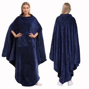 Catalonia Fleece Wearable Blanket for Adult Women Men, Travel Wrap Blanket Cape with Pocket |Warm, Soft, Cozy, Snuggly, Comfort Gift, No Sleeves - 1 of 4