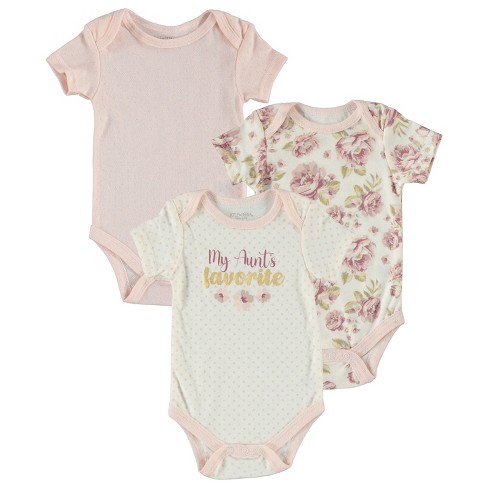 Kyle & Deena Baby Girl Onesie Bodysuit 3 Pack Pointelle Floral Favorite  Aunt 3-6m : Target