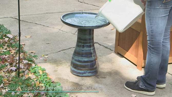 Sunnydaze Outdoor Weather-Resistant Garden Patio Simply Elegant High-Fired Smooth Ceramic Hand-Painted Bird Bath, 2 of 10, play video