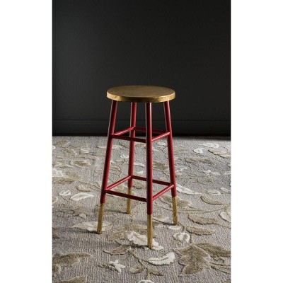 Transitional 30" Red and Gold Metal Bar Stool