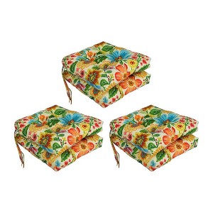 Blazing Needles, 16-inch Spun Polyester Patterned Outdoor Square Tufted Chair Cushions (Set of 6) - 1 of 2