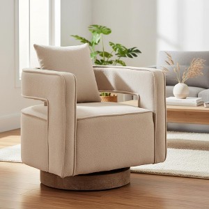 Homy Casa Swivel Accent Chair with Open Back and Linen Blend Upholstery - 1 of 4