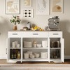 Buffet Cabinet, 55" Large Sideboard Buffet Storage Cabinet with Shelves & 4 Doors, Modern Farmhouse Coffee Bar Cabinet Wood Buffet Table - 2 of 4