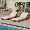 Outdoor Chaise Lounge Chair with 6-Position Adjustable Backrest,Acacia solid wood,TEAK COLOR - 3 of 4