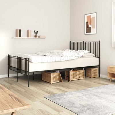vidaXL Metal Bed Frame with Headboard and Footboard Black 53.9 in.x74.8 in. Full