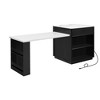 CLIHOME 82.7" Kitchen Island with Extendable Dining Table for 4-6 Person, Kitchen island with Storage 2 Drawers 2 Side Open Shelves - 3 of 4
